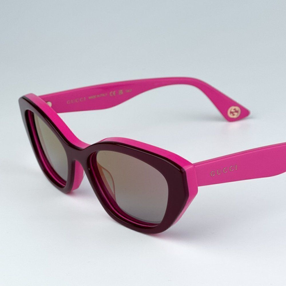 SALE! NEW Gucci GG1638S 003 Burgundy Fuchsia Mirrored Women Cat Eye Sunglasses - Picture 5 of 9